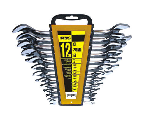Combination, double open end and ring spanner set packaging